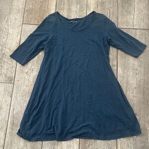Eileen Fisher Navy Scoop Neck linen Tunic dress